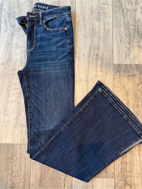 American Eagle Outfitters Dark Blue Women's Jeans - Super Hi-Rise Flare